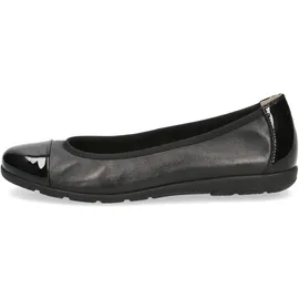 CAPRICE Damen, Ballerinas aus Leder mit Lack, Schwarz 39 EU