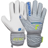 Reusch Attrakt Grip Finger Support Torwarthandschuhe Senior, 7.5, hellgrau - blau - gelb