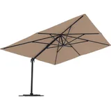 paramondo parapenda Ampelschirm, 4 x 3 m, rechteckig, creme, Gestell inkl. Standkreuz, anthrazit drehbar mit Kurbel, UV-Schutz & Neigefunktion – ... - Creme