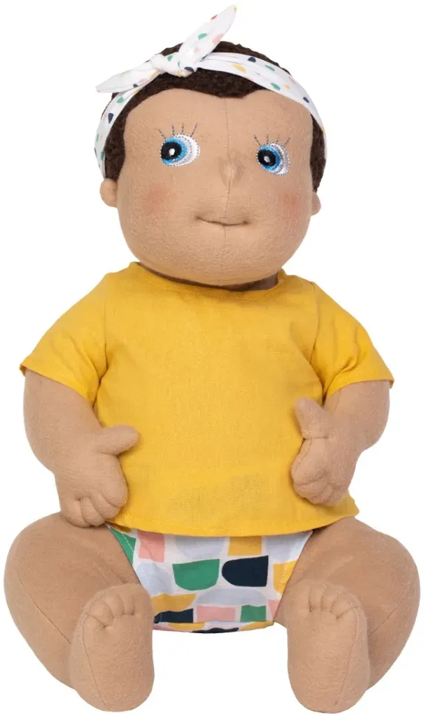 Rubens Barn Babypuppe Disa 45 cm Stoffpuppe - Bio-Baumwolle, beige, handgefertigt - Maschinenwaschbar, ca. 600 g