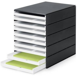 Styro Schubladenbox styroval Pro, 10 Fächer, Kunststoff, offen, schwarz/weiß