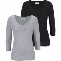 FLASHLIGHTS V-Shirt in grau-meliert, schwarz, | Gr. 32/34,