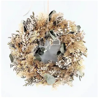 CREAFLOR HOME Türkranz, Tischkranz Trockenblumen mit Eucalyptus D. 35cm Natur