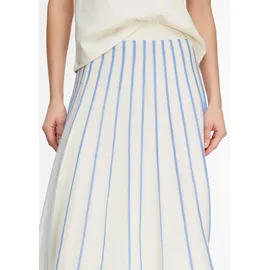 Comma, Midirock Damen Gestreift Weiß/Creme 38