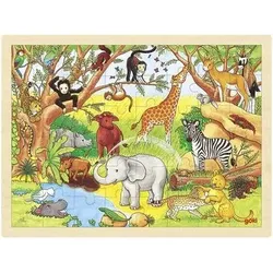 goki 57892 Einlegepuzzle Afrika 40 x 30 x 0,8 cm, Holz, 48 Teile