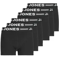 JACK&JONES Jungen Boxershorts, 6er Pack - SENSE TRUNKS, Baumwoll-Stretch, Logobund Schwarz 176