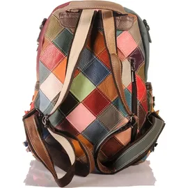 KMISSO City Backpack Patchwork Rucksack Rot