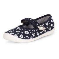 Ladeheid Kinder Mädchen Hausschuhe LARW007 (Weiß Marineblau Blumen, 26