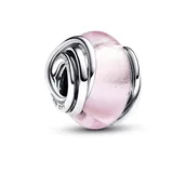 PANDORA Moments Umschlungenes Rosafarbenes Murano-Glas Charm aus Sterling Silber, Kompatibel Moments Armbändern, 793241C00
