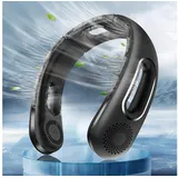 Fanttik Mini USB-Ventilator Nackenventilator Hals Ventilator 5200 mAh Wiederaufladbarer Ventilator, Tragbarer Bladeless Ventilator mit 4-Speed Persönlicher Ventilator schwarz