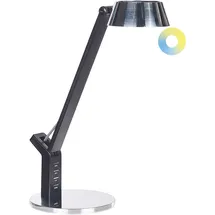 Beliani LED-Schreibtischlampe Silber Metall mit USB-Port Dimmbar Verstellbarer Schirm Helligkeitsregulierung Modern Büro Ausstattung Arbeitsleuchte