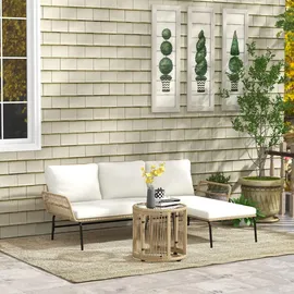Outsunny Rattan Set 3-tlg. Creme