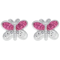 Firetti Paar Ohrstecker Schmetterling, mit Kristallen rosa