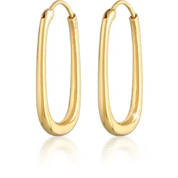Paar Creolen ELLI PREMIUM "Creolen Oval Elegant Zeitlos 925 Silber", gold, Ohrringe, Damen, OneSize, ohne Stein, Silber 925 (Sterlingsilber)