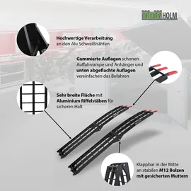 Baumarktplus TRUTZHOLM 2 x Auffahrrampe klappbar 180 cm Traglast 680 kg Alu schwarz geriffelte Einzelstäbe Verladerampe
