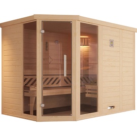weka Design-Sauna Kemi Eck 2 mit Glastür und Wohlfühl-Paket