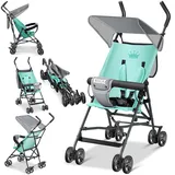 KIDIZ® Kinderwagen CITY Buggy Kinderbuggy klappbar Sportwagen Faltbar 360° 4-Zoll-Räder Inkl. Sonnen- und Regenverdeck zusammenklappbar 5-Punkt-Sicherheitsgurt ab 6 Monate, Mint Grün