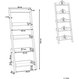 Beliani Bücherregal mit 5 Fächer, 65x164x32 cm,