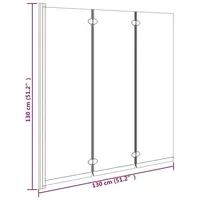 vidaXL Badewannenfaltwand 3-teilig 130x130 cm ESG Schwarz