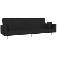 vidaXL Schlafsofa 2-Sitzer mit 2 Kissen Schwarz Stoff