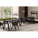 ENDO Möbel Endo-Möbel XXL Esstisch Lungo 130cm - 405cm ausziehbar bis 12 Personen Küchentisch (Beton Dunkel) - Schwarz
