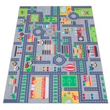 Paco Home Kinderteppich »Bino 576«, rechteckig, Kurzflor, Straßen-Spiel-Teppich, Kinderzimmer grau