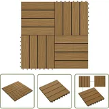 The Living Store - Terrassenfliesen 11Stk. Tief Geprägt wpc 30x30cm 1 qm Teakfarbe - Terrassendielen - Gartenmöbel - Outdoor Dekoration - wpc Dielen