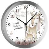 CreaDesign Funkwanduhr Funkuhr, Kinder Wanduhr, Kinderuhr, Kinderzimmer Reh (geräuscharmes Uhrwerk) bunt