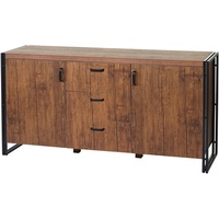 Mendler Sideboard HWC-A27, Kommode Schrank, 3D-Struktur 2 Staufächer 80x160x40cm MVG-zertifiziert MDF Metall ~ Wildeiche-Optik