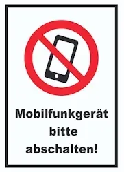HB-Druck Smartphone Handy aus Mobilfunkgerät abschalten Schild A5 (148x210mm)