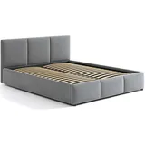 home collective Polsterbett Doppelbett 140x200 und 160x200 cm, Samt grau mit Matratze | Grau