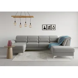 Wohnlandschaft SIT & MORE "Sinatra U-Form", grau, B:326cm H:85cm T:220cm, 100% Polyester, Sofas, optional mit Kopfteilverstellung und Armteilfunktion etc.