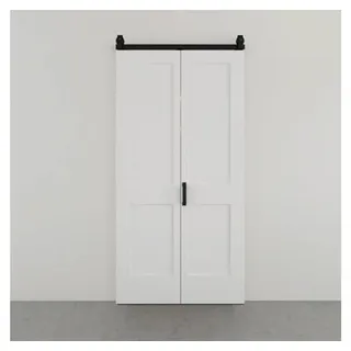 Pertura Falt-Schiebetür-Komplettset Milav Midbar weiß grundiert 900x2150 mm inkl. Laufschiene mit Rolle, Griff-Set