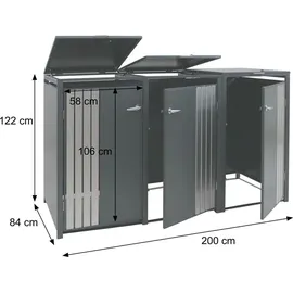 MCW 3er-Mülltonnenverkleidung O67 200 x 122 x 84 cm anthrazit
