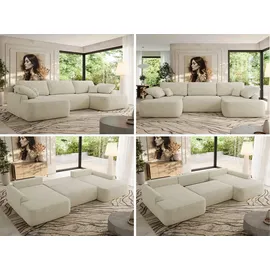 MKS Eckcouch U-Form Creme Struktur