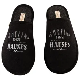 ADELHEID Chefin des Hauses Filzpantoffeln, Farbe:rabenschwarz, Größe:40/41 - 40,5