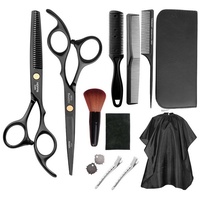 Vicbuy Haarschere, (13er Haarscheren-Set, Edelstahl Friseur Set, Friseurschere), Haarschneideschere mit Friseurumhang, Damen/Herren/Kinder schwarz