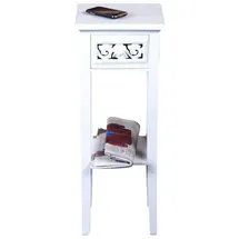 DESIGN DELIGHTS Telefontisch Weiß Holz 25 x 25 x 65 cm