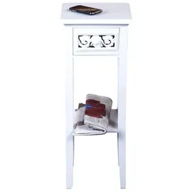 DESIGN DELIGHTS Telefontisch Weiß Holz 25 x 25 x 65 cm
