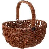 Handgewebter Pflückkorb, Kleiner Weidenkorb mit Griff, Rattan-Blumenkorb, Handgewebter Erntekorb, Pappelkorb, Obst, Picknick, Ostern, Süßigkeitenkorb, Hochzeitsfeier, Dekoration