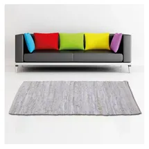 BestLivings Flickenteppiche Leder 90x150cm weiß