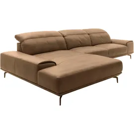 Musterring Wohnlandschaft MUSTERRING "MR 2490 Ecksofa mit erstklassigem Sitzkomfort, Long-Life-Leder", braun (fango, b), B:342cm T:207cm, Sofas, Wohnlandschaft, Bronze-Fuß, Sitzhöhe 48cm, wahlweise mit Funktionen, Maße 342 x 207 cm