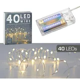 Cepewa LED Lichterkette Mikro 40er 4 m warmweiß Silber