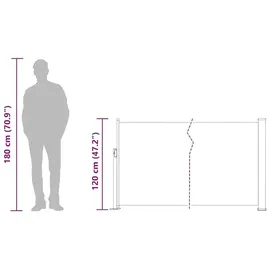 Helloshop26 Seitenmarkise 100 x 500 cm grau Polyester