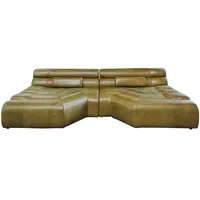KAWOLA Big Sofa TARA Wohnlandschaft Leder olivgrün 286x75x148cm (B/H/T)