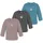 normani Outdoor Sports 3er Pack Baby Merino Longsleeve Taupo in Blau/Anthrazit/Rosa | Gr.: 110/116