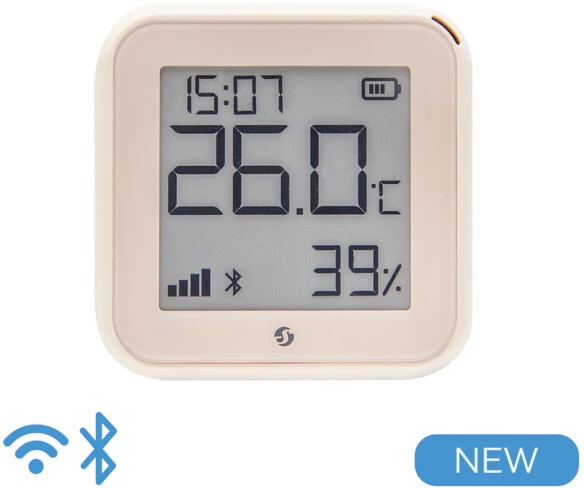 Shelly H&T Gen. 3 Temperatur- & Luftfeuchtigkeitssensor - Temperatur und Luftfeuchtigkeitssensor mit WLAN und Bluetooth - in der Farbe "Ivory"