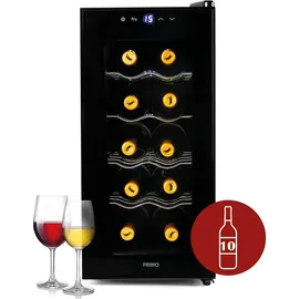 Primo PR170WK Weinkühlschrank – Freistehend – 10 Flaschen – 28 Liter – Klasse E – Schwarz