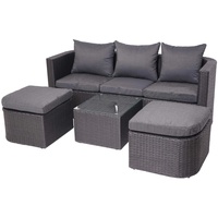 MCW Lounge-Set J37 4-Teilig Anthrazit Kissen Dunkelgrau