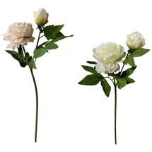 Hti-Living Pfingstrosen 2er Set Flora Weiß/Rosa